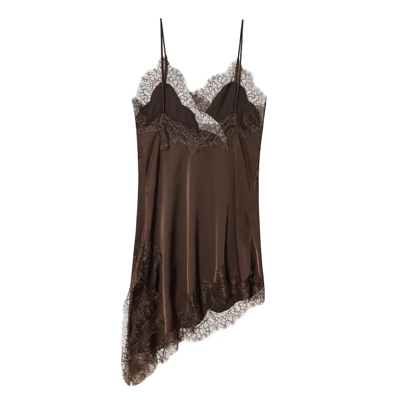 Vestido mini satinado de breteles Vera