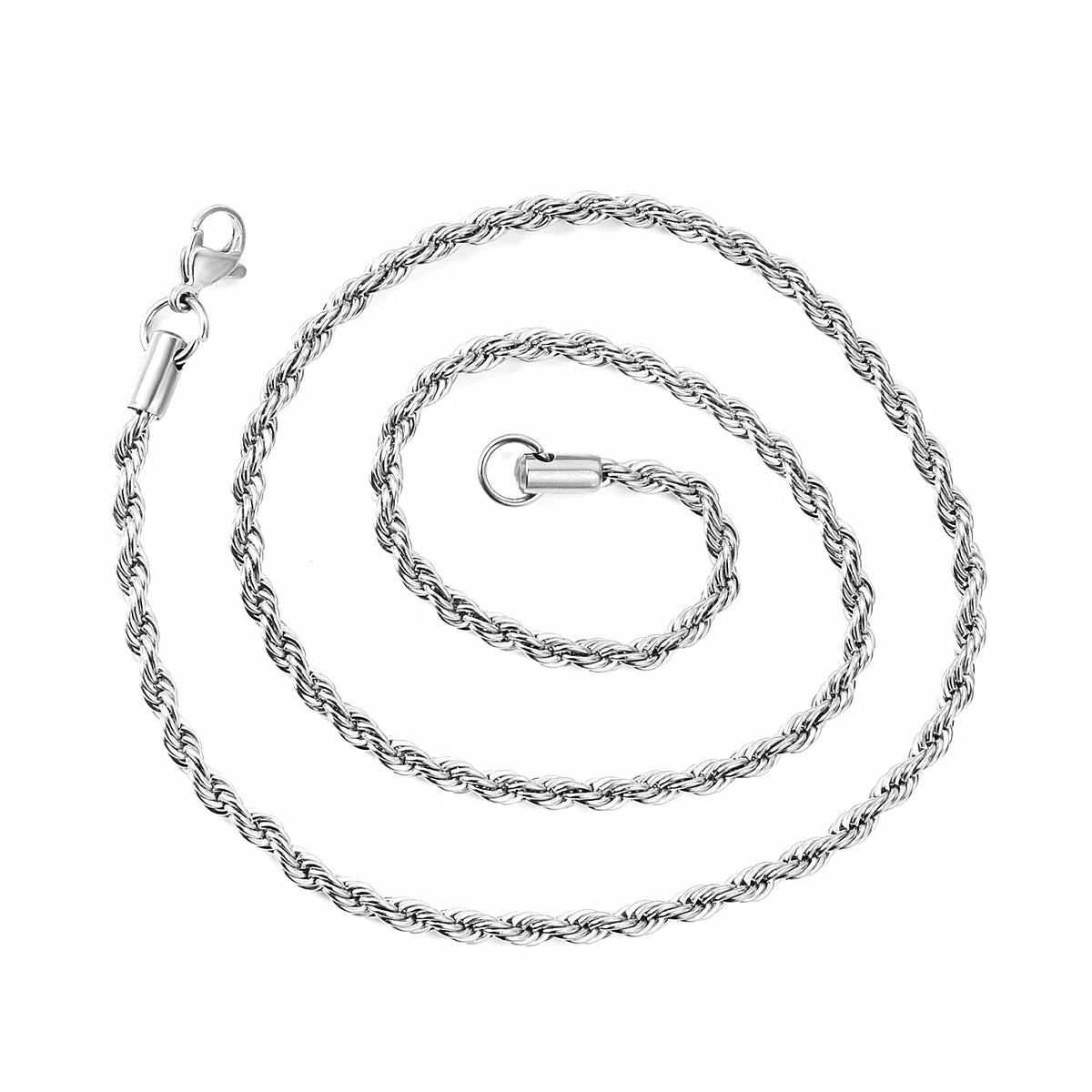 Cadena soga de acero inoxidable plateado