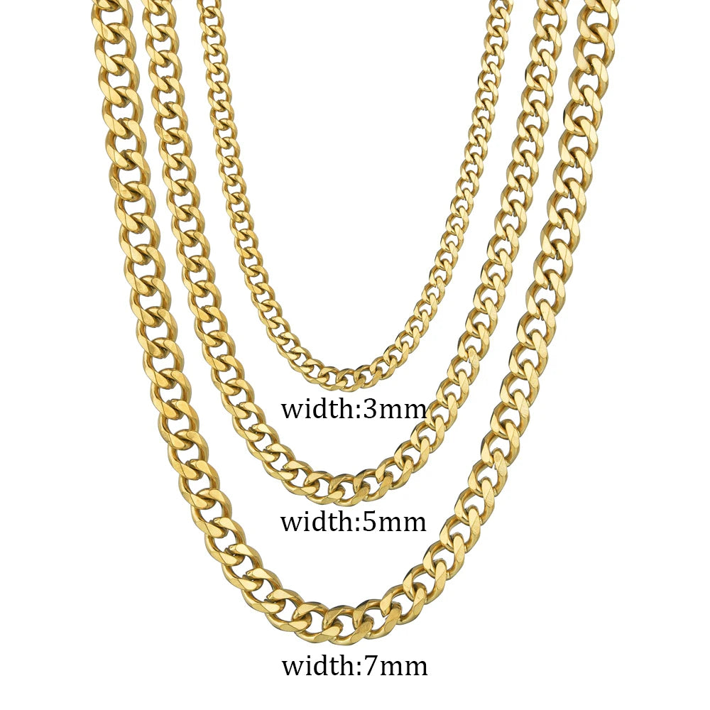 Collar de cadena cubana en acero inoxidable