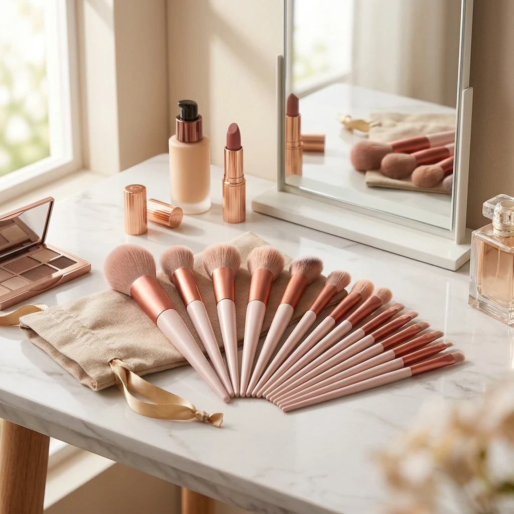 Set de 13 brochas de maquillaje para rostro y ojos