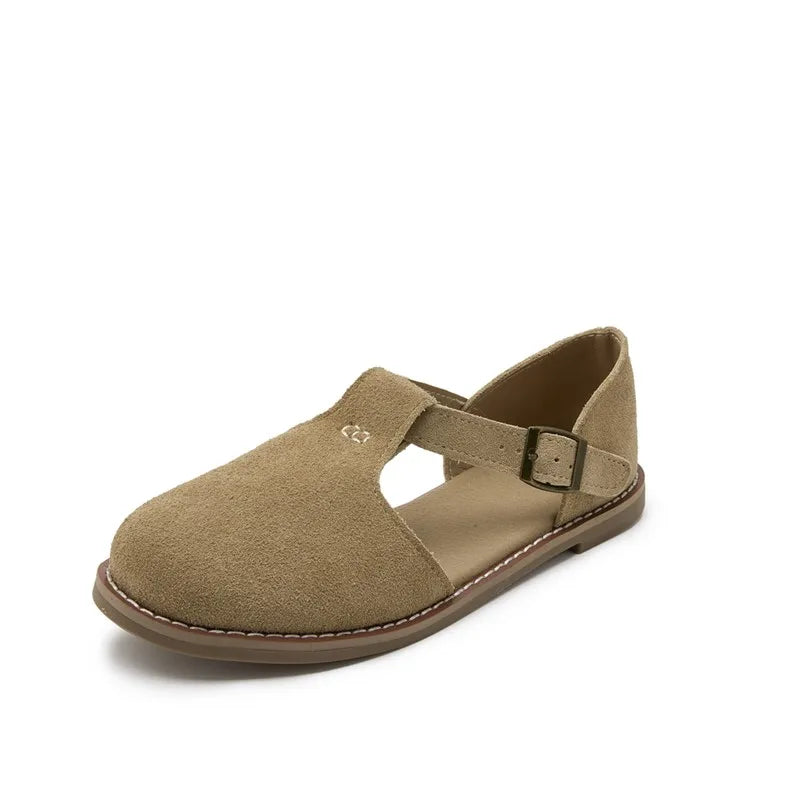 Sandalias planas Roma de gamuza con hebilla