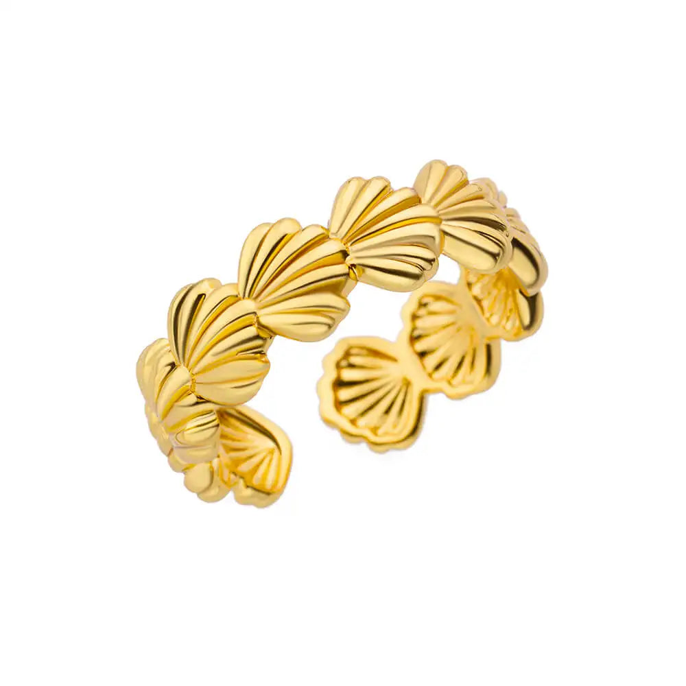 Anillo de acero 316L dorado Clásico