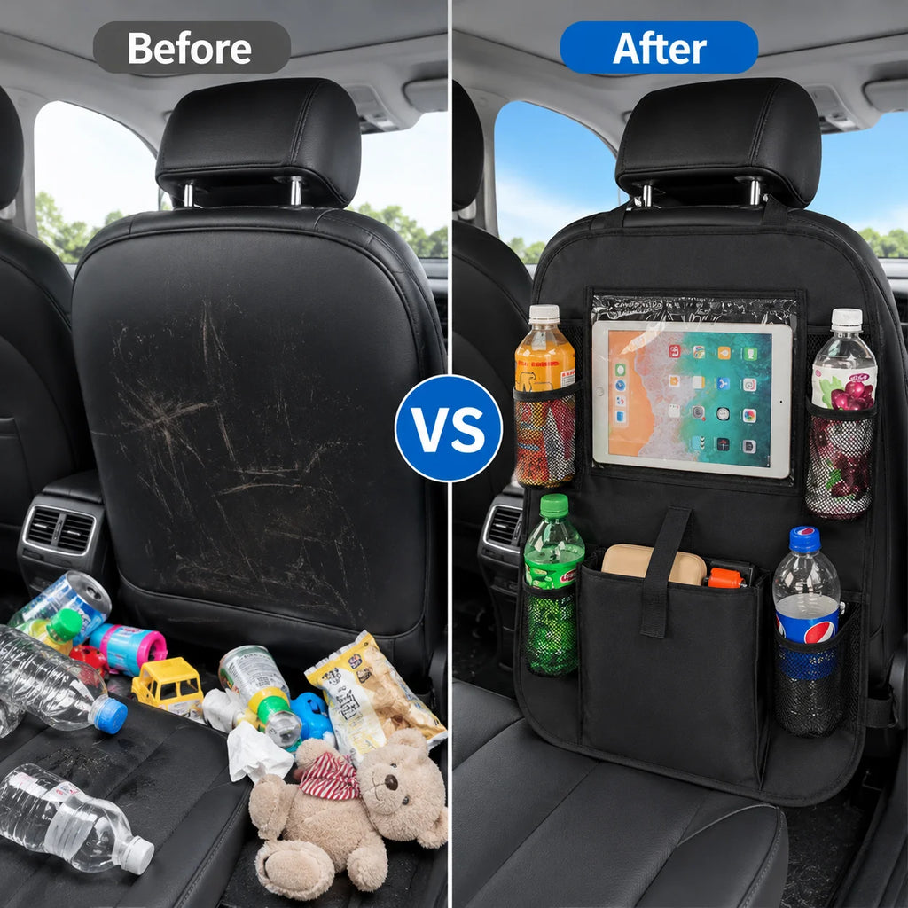 Organizador de respaldo para auto con porta tablet