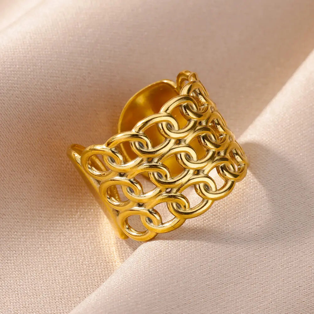 Anillo de acero 316L dorado Clásico
