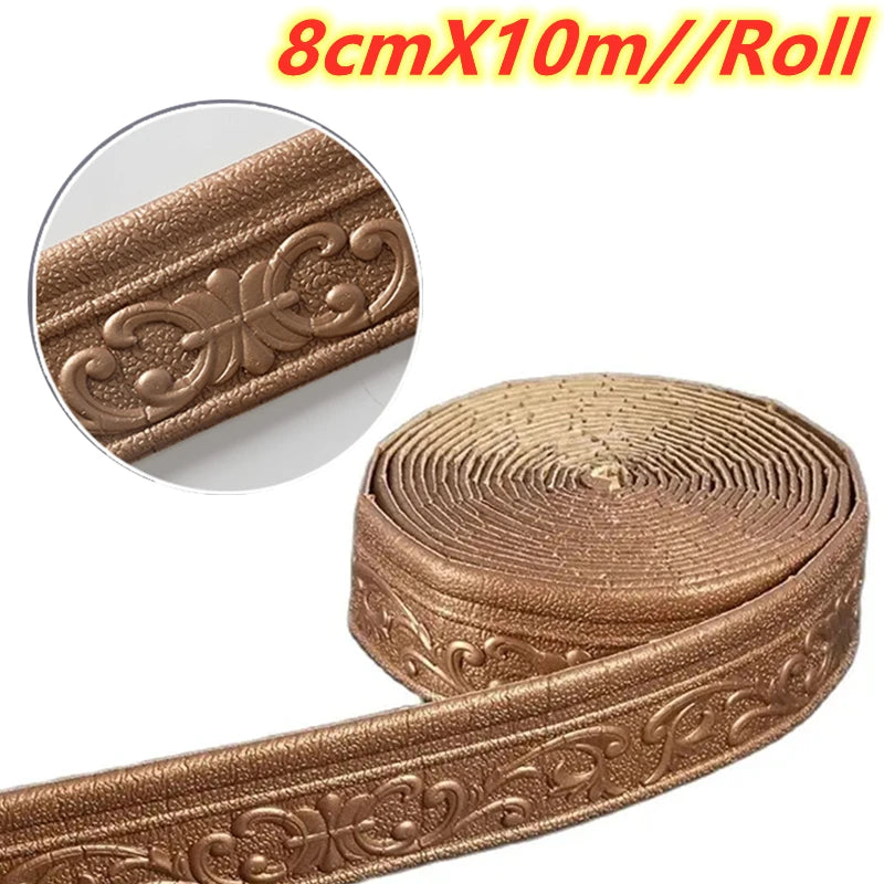Moldura decorativa autoadhesiva 3D de 10 m
