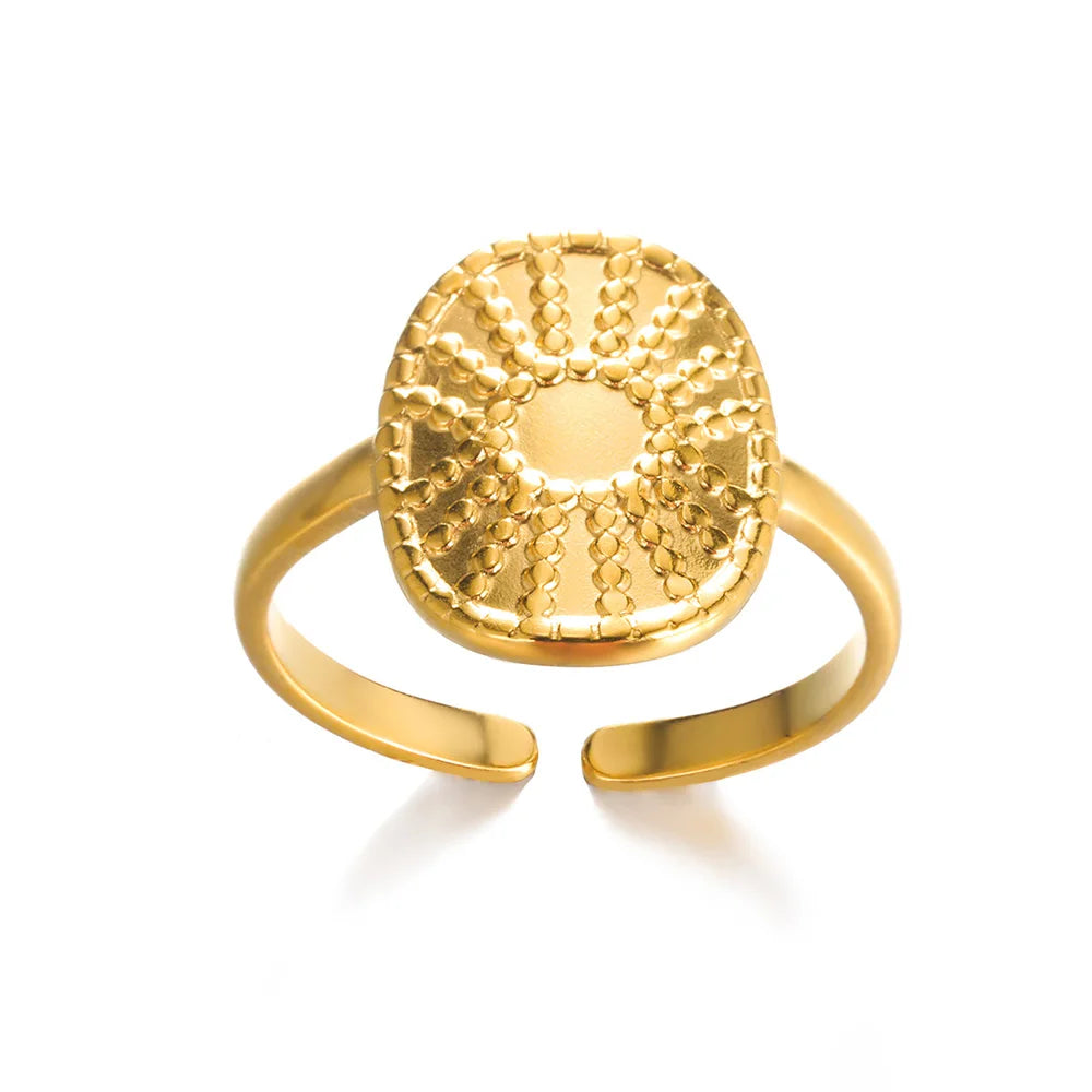 Anillo de acero 316L dorado Clásico