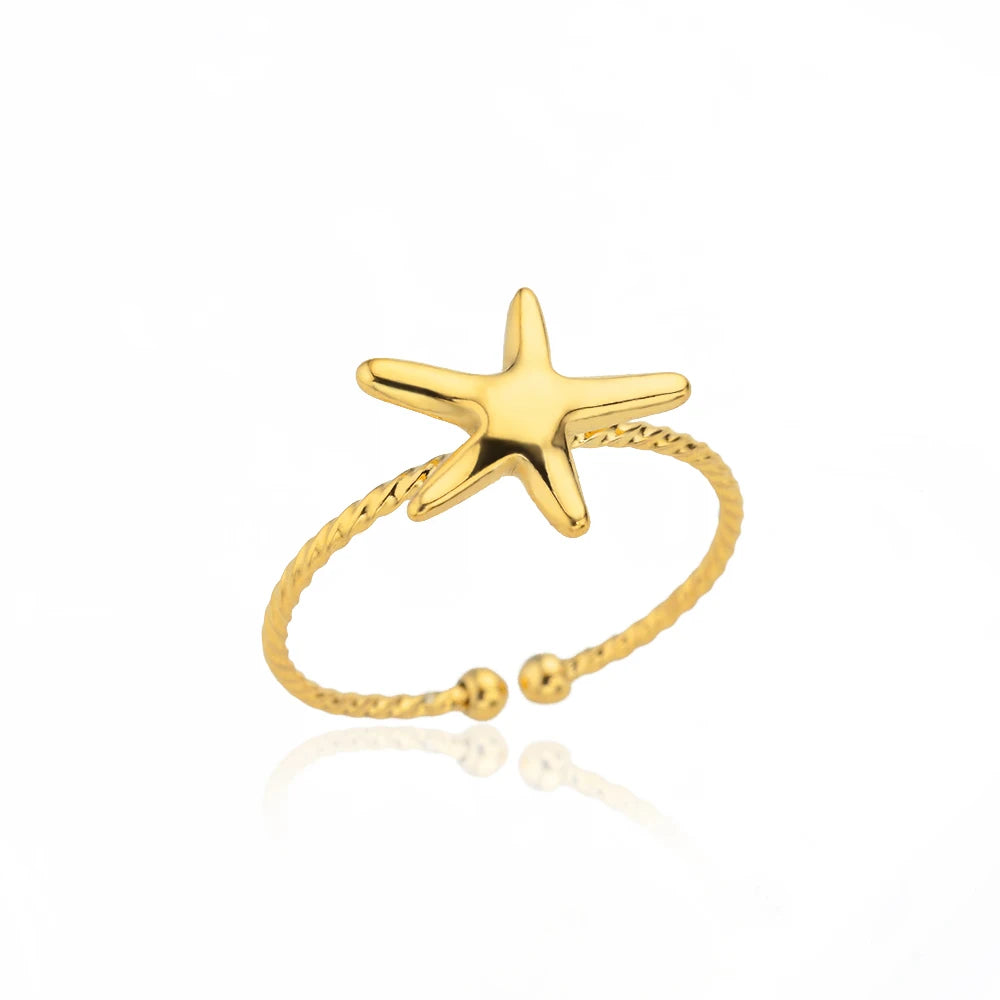 Anillo de acero 316L dorado Clásico