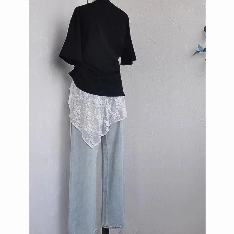 Pollera mini en capas con cordones