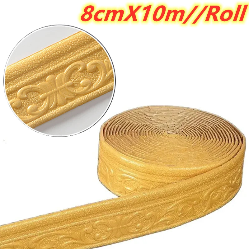 Moldura decorativa autoadhesiva 3D de 10 m