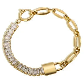 Pulsera de acero con corazón y circonias