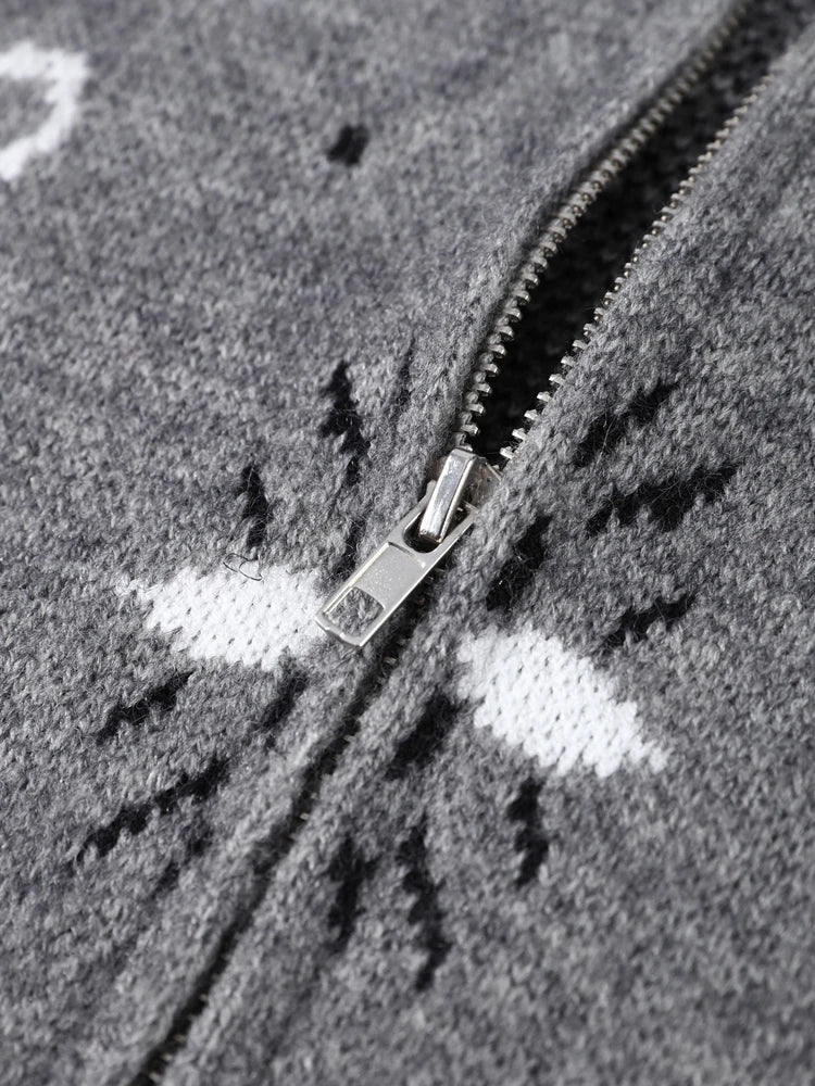 Cardigan Oversize Cuello Alto con Cierre y Bolsillos