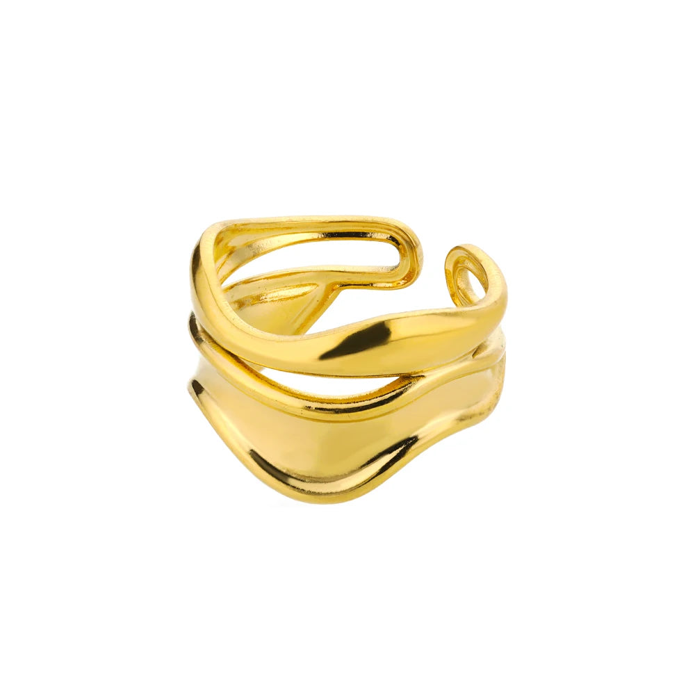 Anillo de acero 316L dorado Clásico