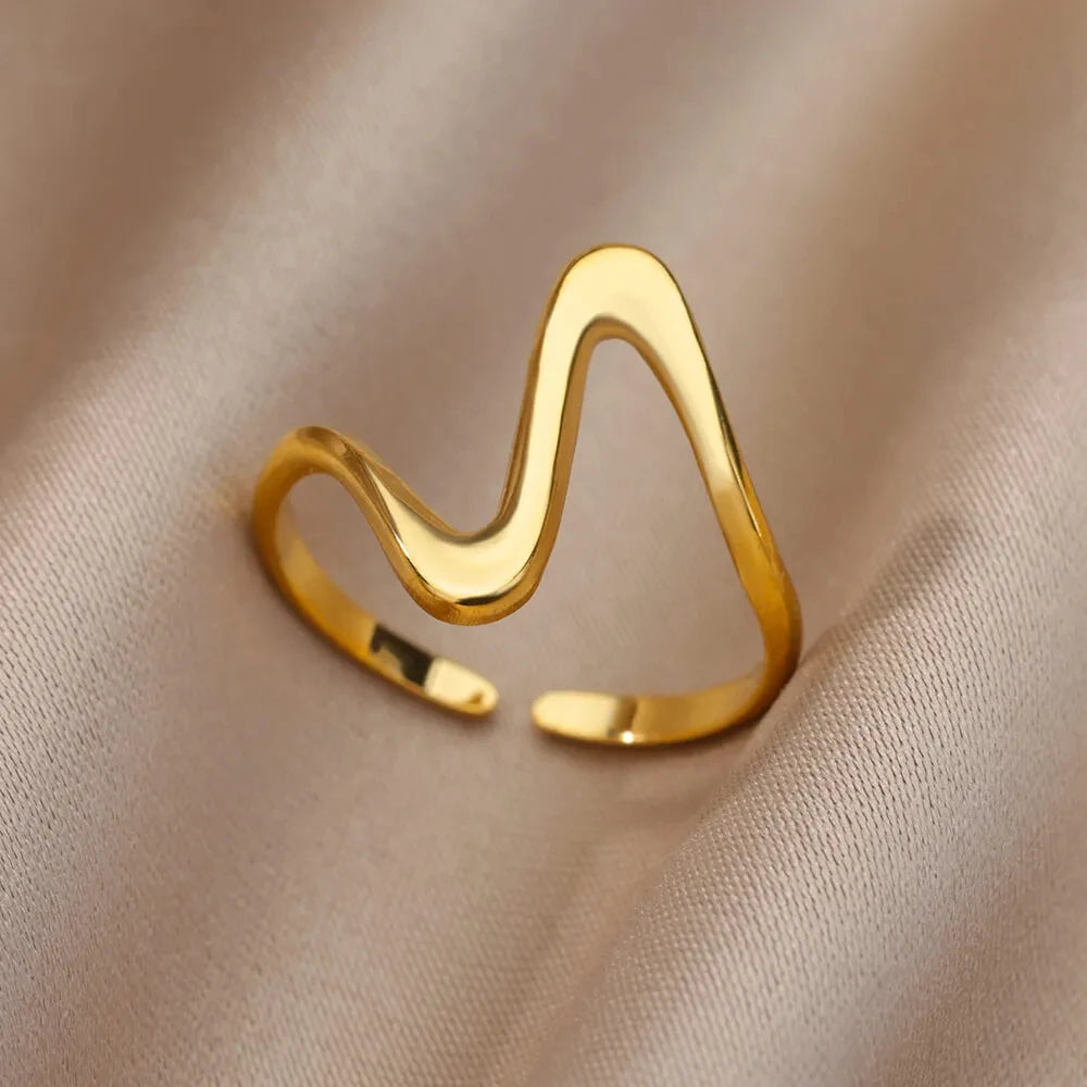 Anillo de acero 316L dorado Clásico