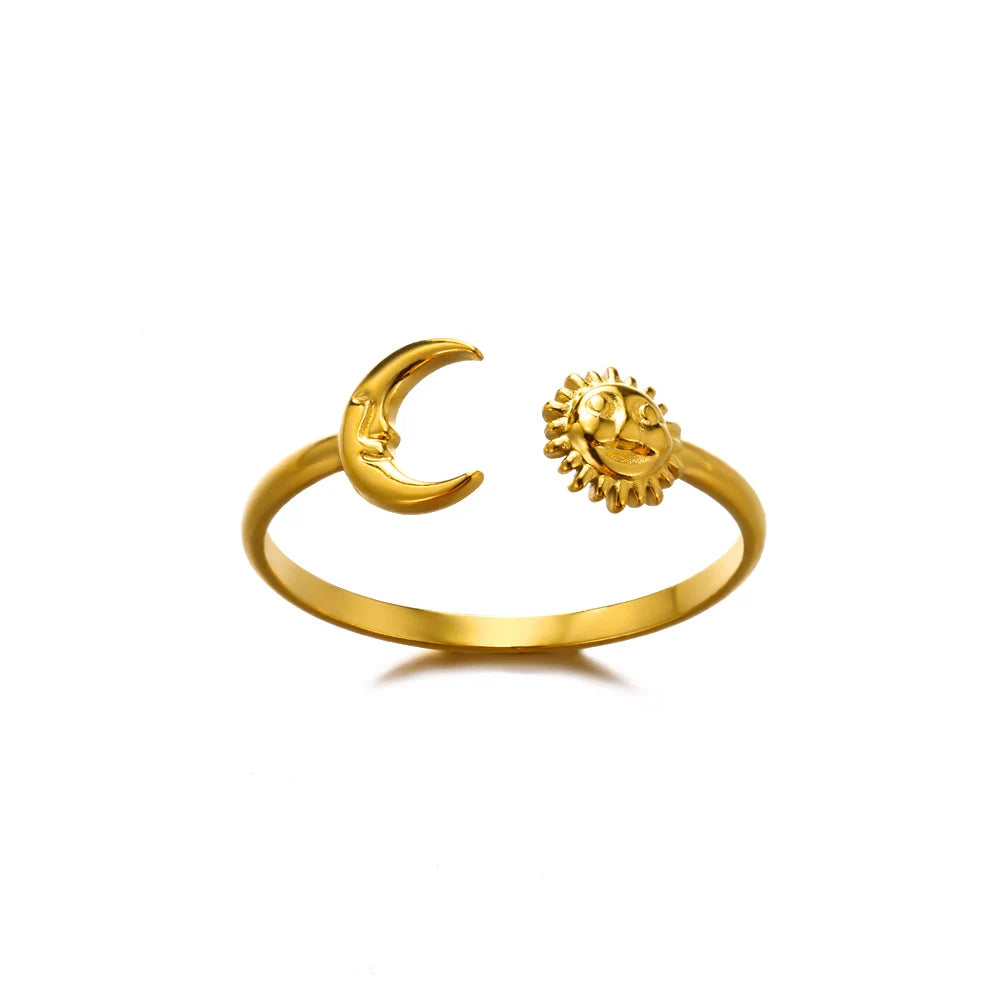 Anillo de acero 316L dorado Clásico