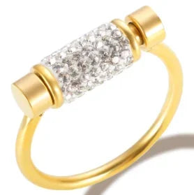 Anillo de acero con circonias Bruma