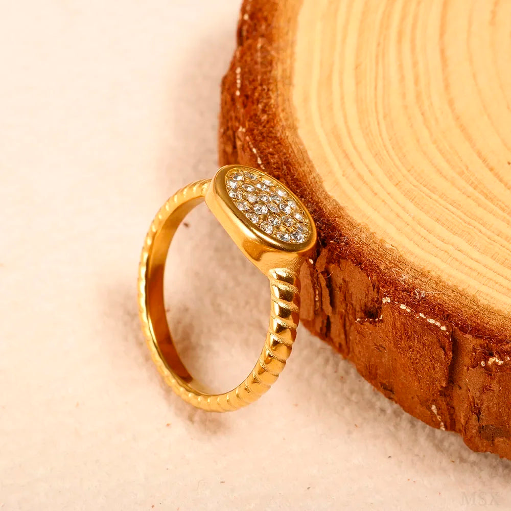 Anillo de acero con circonias Bruma