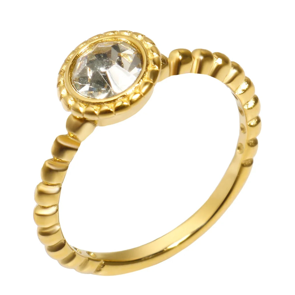 Anillo de acero con circonias Bruma
