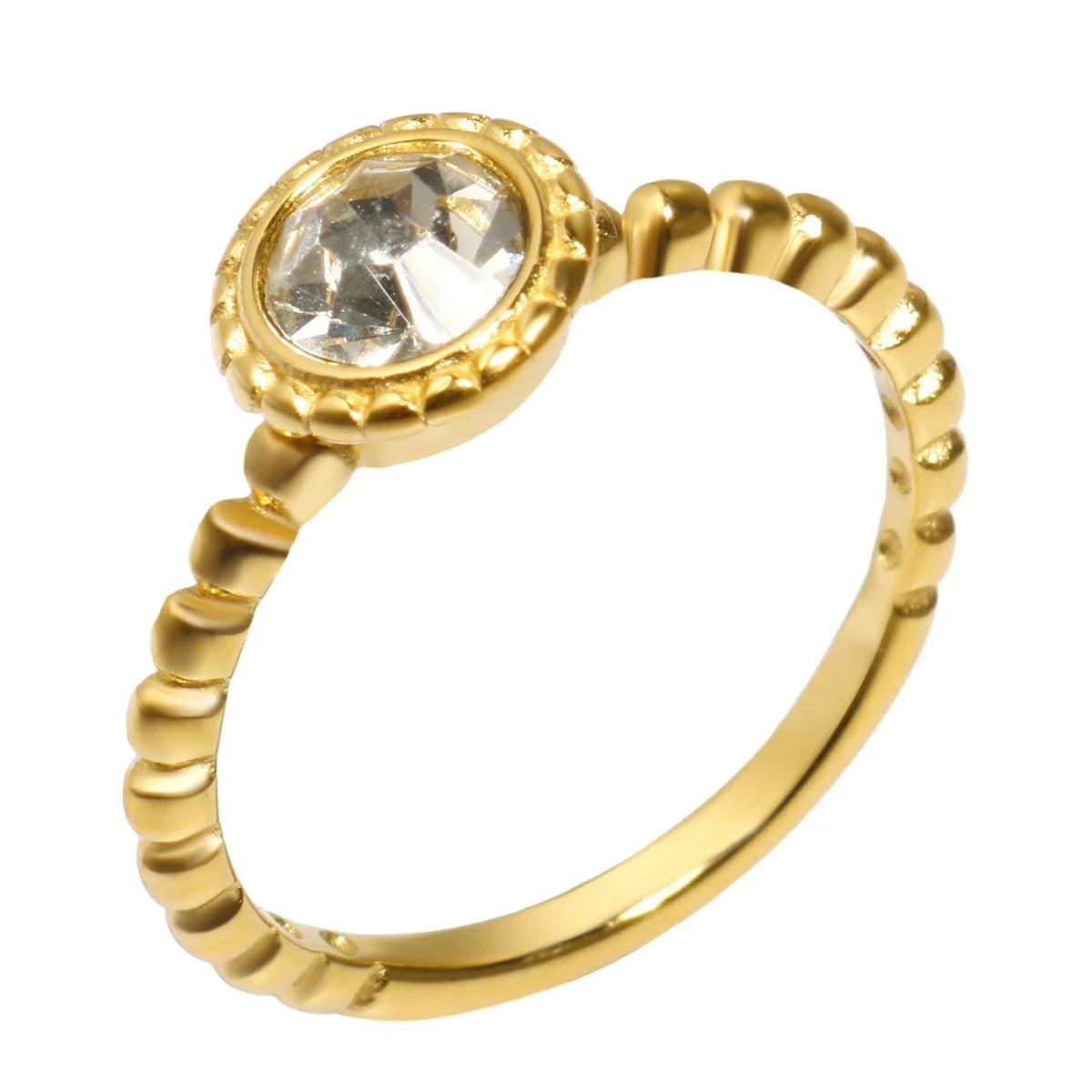 Anillo de acero con circonias Bruma