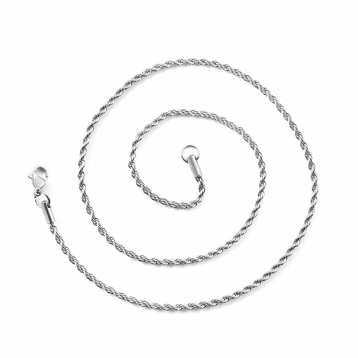 Cadena soga de acero inoxidable plateado