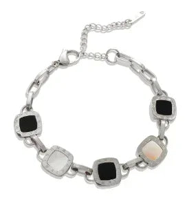 Pulsera de acero con corazón y circonias