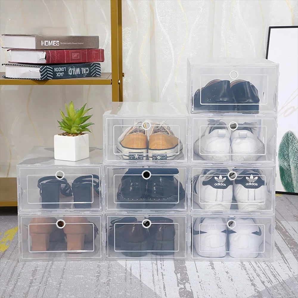 Set de 6 Zapateros Plegables Transparentes Apilables