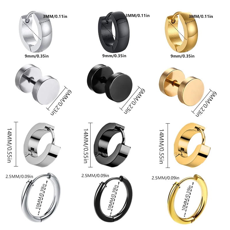 Aros unisex de acero inoxidable estilo Urbano