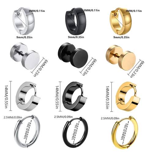 Aros unisex de acero inoxidable estilo Urbano