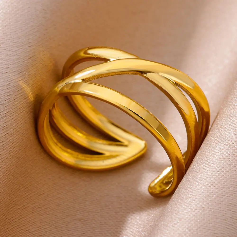Anillo de acero 316L dorado Clásico