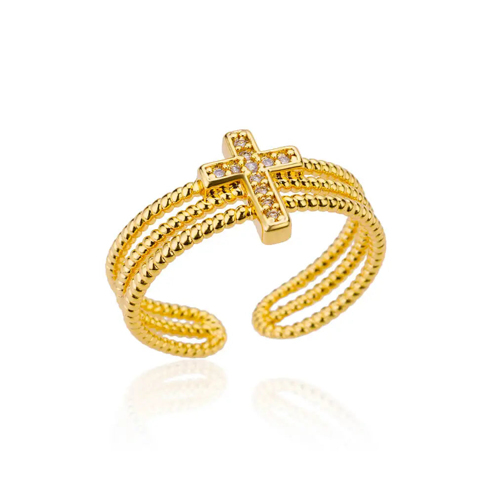 Anillo de acero 316L dorado Clásico