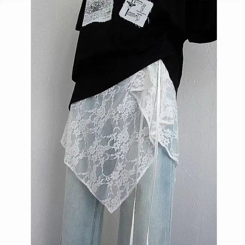 Pollera mini en capas con cordones