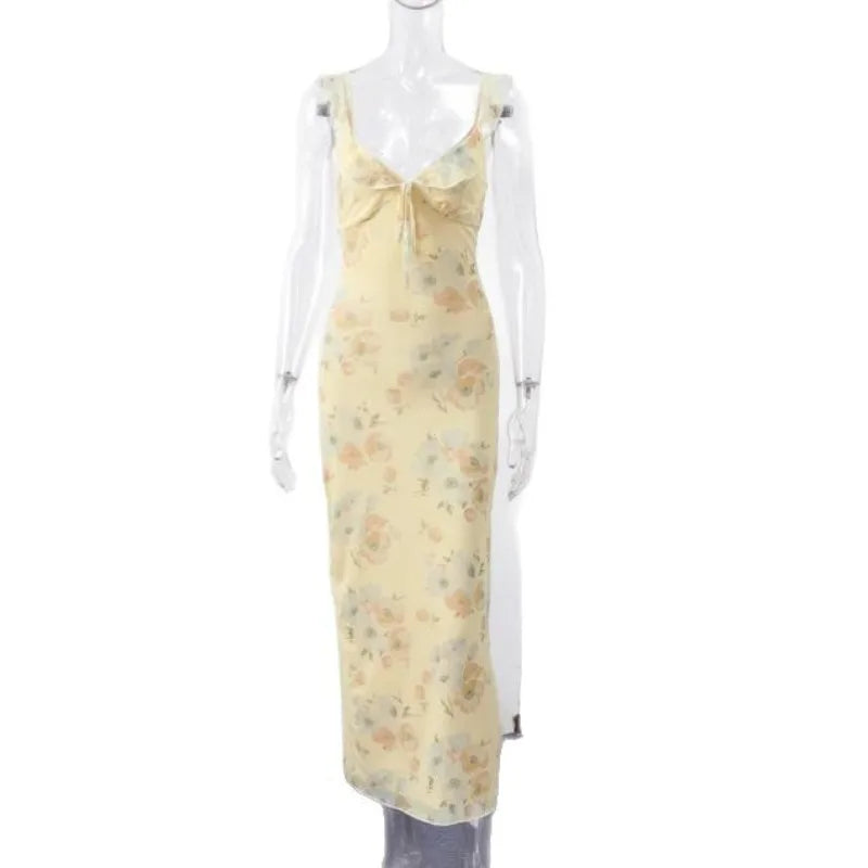 Vestido floral de breteles y espalda descubierta