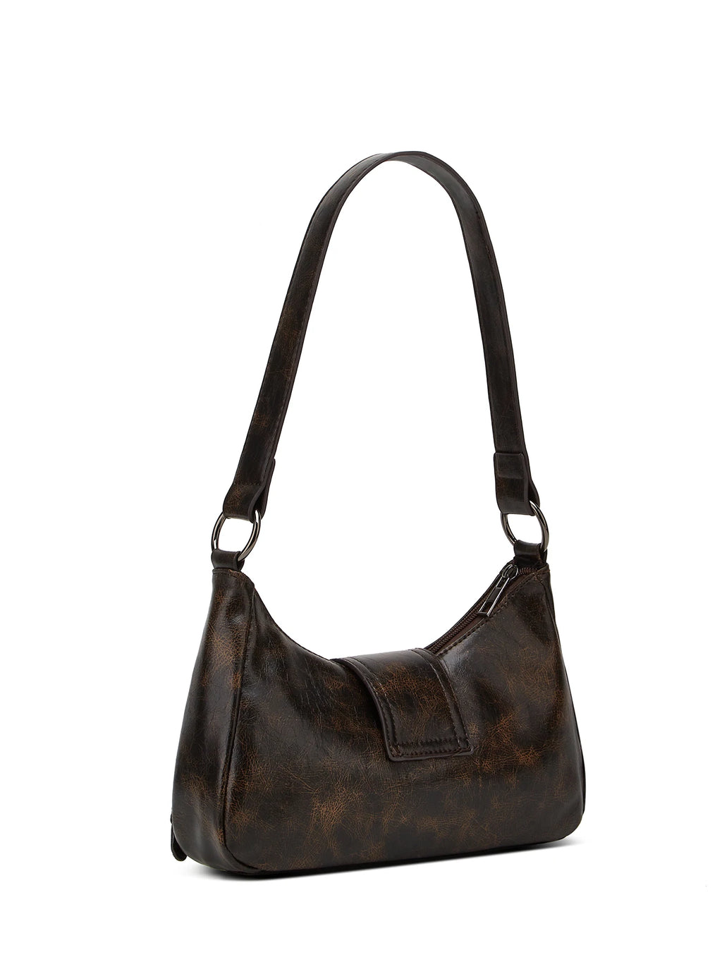 Cartera de hombro Media Luna plisada con tachas
