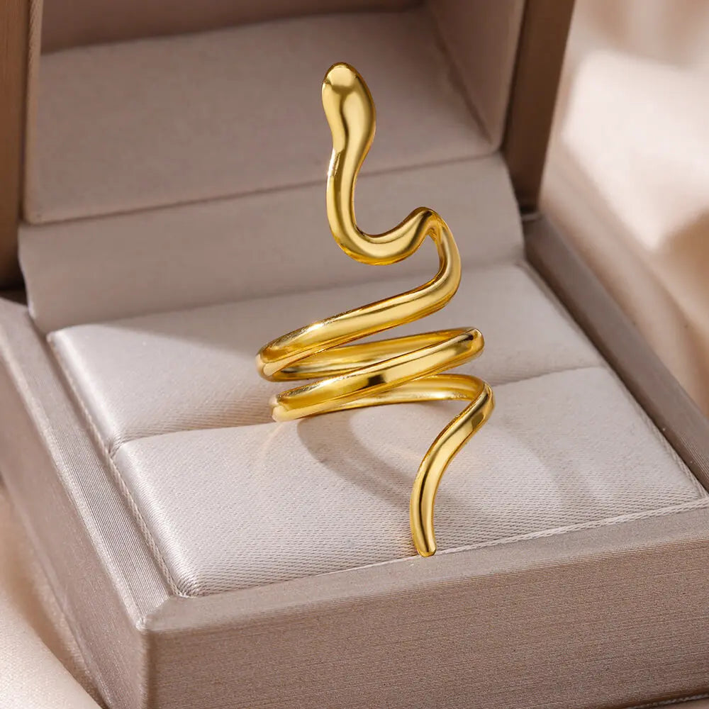 Anillo de acero 316L dorado Clásico