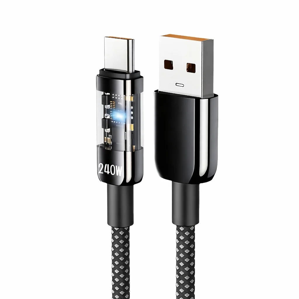 Cable USB-C trenzado de 1 m con pantalla LED