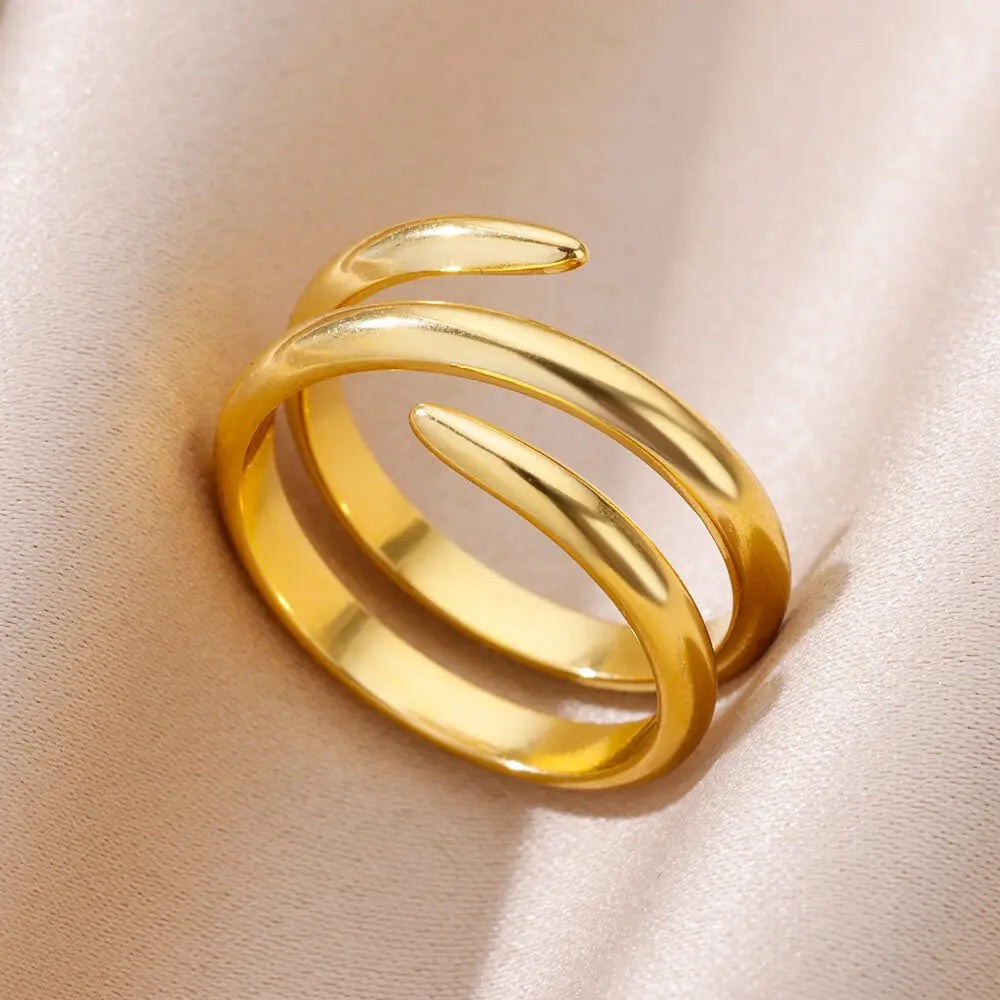 Anillo de acero 316L dorado Clásico